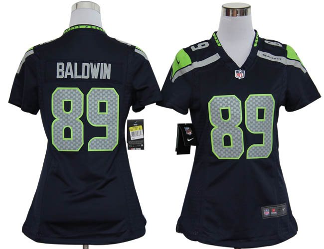 Women NEW NFL Seattle Seahawks 89 Doug Baldwin Blue Jerseys