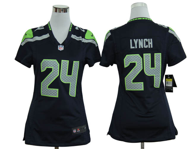 Women NEW NFL Seattle Seahawks 24 Marshawn Lynch Blue Jerseys