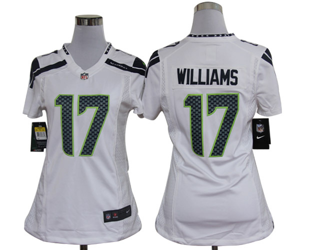 Women NEW NFL Seattle Seahawks 17 Mike Williams White Jerseys