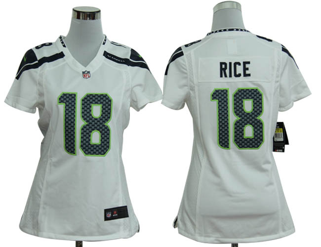 Women NEW NFL Seattle Seahawks 18 Sidney Rice White Jerseys