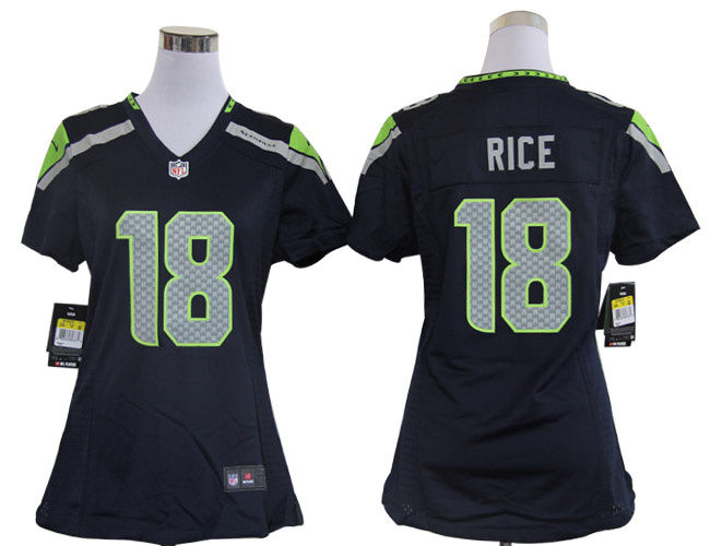 Women NEW NFL Seattle Seahawks 18 Sidney Rice Blue Jerseys