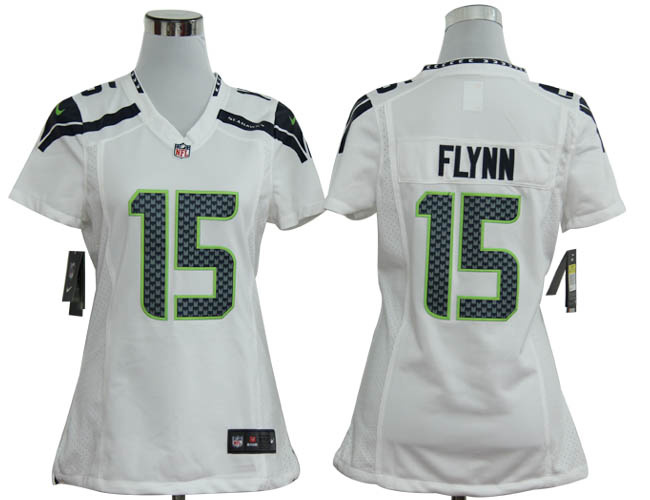 Women NEW NFL Seattle Seahawks 15 Matt Flynn White Jerseys