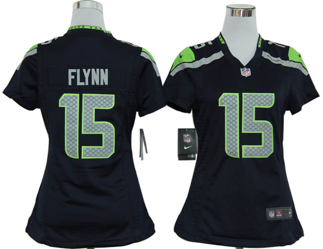 Women NEW NFL Seattle Seahawks 15 Matt Flynn Blue Jerseys