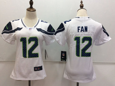 Nike Seahawks 12 Fan White Women Vapor Untouchable Player Limited Jersey