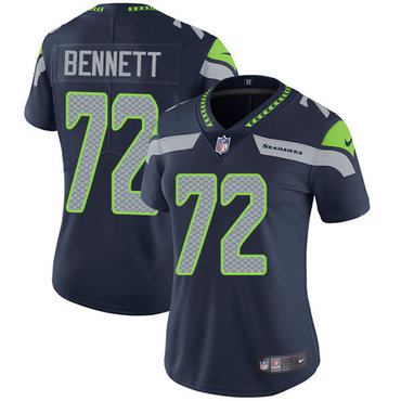 Nike Seahawks #72 Michael Bennett Steel Blue Team Color Women's Stitched NFL Vapor Untouchable Limited Jersey