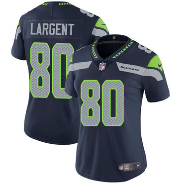 Nike Seahawks #80 Steve Largent Steel Blue Team Color Women's Stitched NFL Vapor Untouchable Limited Jersey