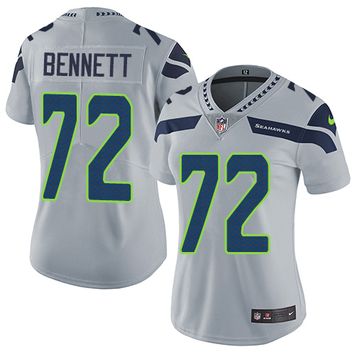 Nike Seahawks #72 Michael Bennett Grey Alternate Women's Stitched NFL Vapor Untouchable Limited Jersey