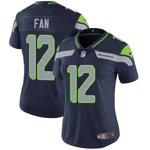 Nike Seahawks #12 Fan Steel Blue Team Color Women's Stitched NFL Vapor Untouchable Limited Jersey