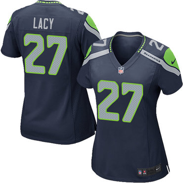 Nike Seahawks #27 Eddie Lacy Steel Blue Team Color Women's Stitched NFL Elite Jersey