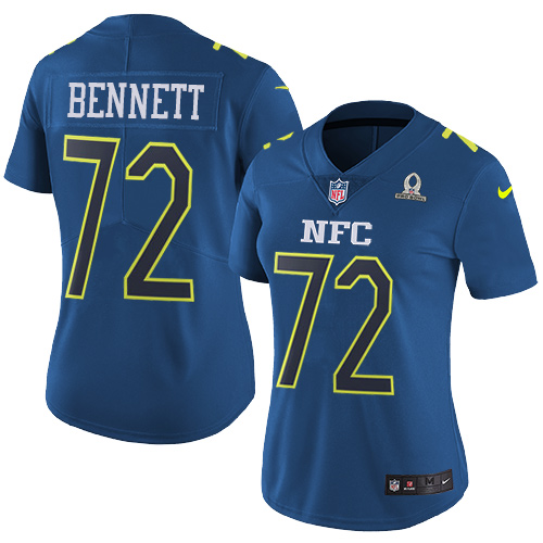 Nike Seahawks #72 Michael Bennett Navy Women's Stitched NFL Limited NFC 2017 Pro Bowl Jersey