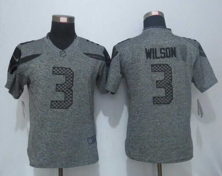 Women New Nike Seattle Seahawks 3 Wilson Gray Men's Stitched Gridiron Gray Limited Jersey