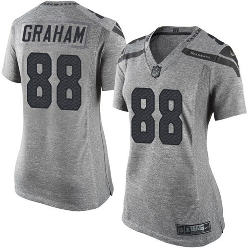 Nike Seahawks #88 Jimmy Graham Gray Women's Stitched NFL Limited Gridiron Gray Jersey