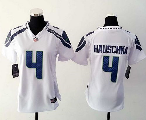 Women New Seahawks #4 Steven Hauschka White Stitched NFL Elite Jersey