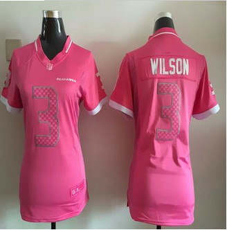 Women New Seahawks #3 Russell Wilson Pink NFL Elite Bubble Gum Jersey