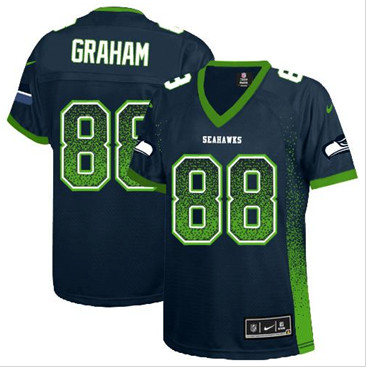 Women New Seahawks #88 Jimmy Graham Steel Blue Team Color Stitched NFL Elite Drift Fashion Jersey