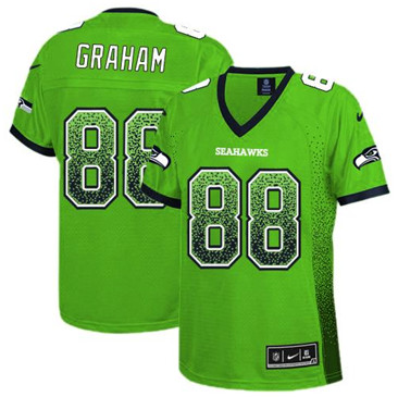 Women New Seahawks #88 Jimmy Graham Green Stitched NFL Elite Drift Fashion Jersey