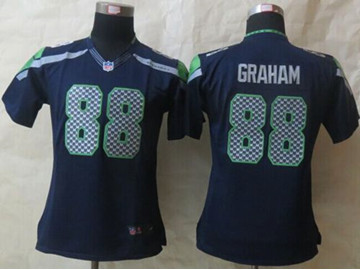 Women New Seahawks #88 Jimmy Graham Steel Blue Team Color Stitched NFL Limited Jersey