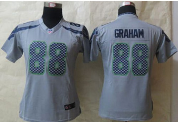 Women New Seahawks #88 Jimmy Graham GreyStitched NFL Limited Jersey