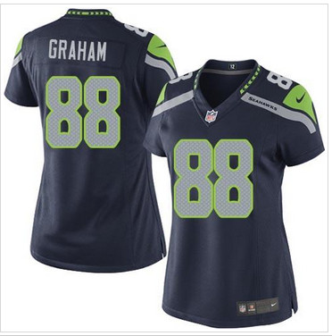 NEW Seattle Seahawks #88 Jimmy Graham Steel Blue Team Color Women's Stitched NFL jersey