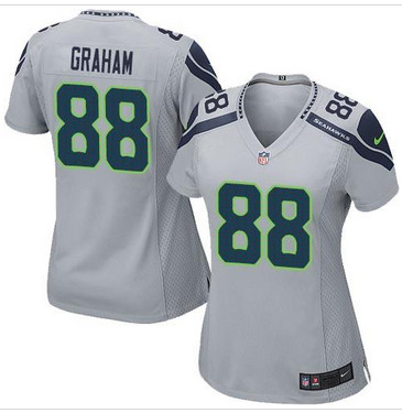 NEW Seattle Seahawks #88 Jimmy Graham Grey Alternate Women's Stitched NFL Elite jersey