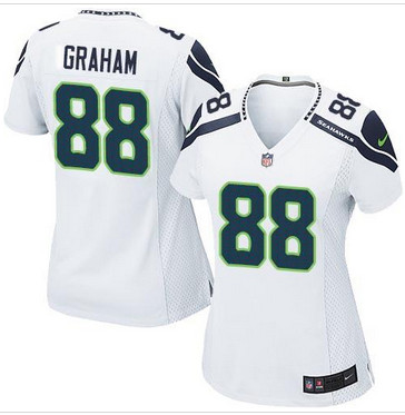 NEW Seattle Seahawks #88 Jimmy Graham White Women's Stitched NFL Elite Jersey