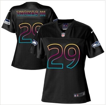 Women's NFL New Seahawks #29 Earl Thomas III Black Fashion Game Jersey