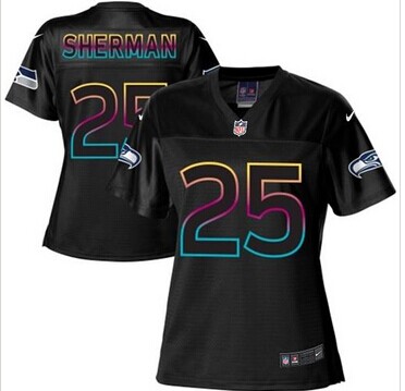 Women's NFL New Seahawks #25 Richard Sherman Black Fashion Game Jersey