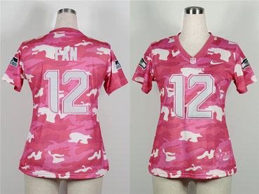 2013 Seattle Seahawks 12# Fan Women's Fashion Jersey-New Pink Camo