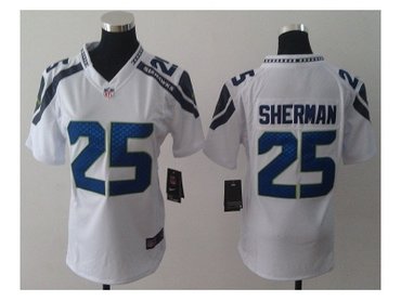 Women NEW NFL Seattle Seahawks 25 sherman White Jerseys