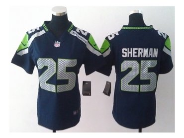 Women NEW NFL Seattle Seahawks 25 sherman Blue Jerseys