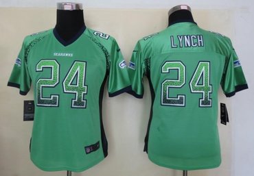 NEW women nfl jerseys seattle seahawks #24 marshawn lynch green(Elite drift fashion)