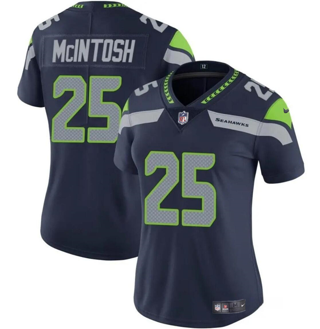 Women's Seattle Seahawks #25 Kenny McIntosh Navy Vapor Limited Stitched Football Jersey(Run Small)