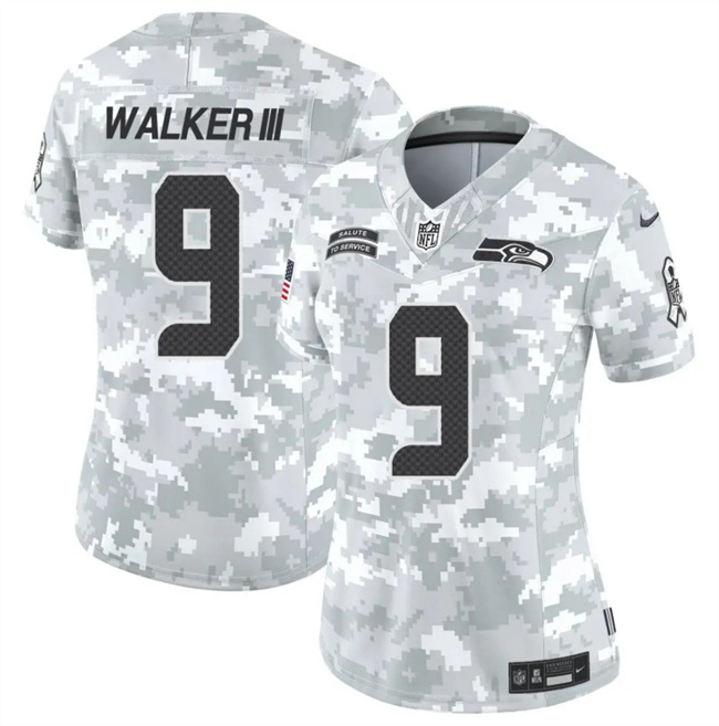 Women's Seattle Seahawks #9 Kenneth Walker III 2024 F.U.S.E Arctic Camo Salute To Service Limited Stitched Football Jersey(Run Small)