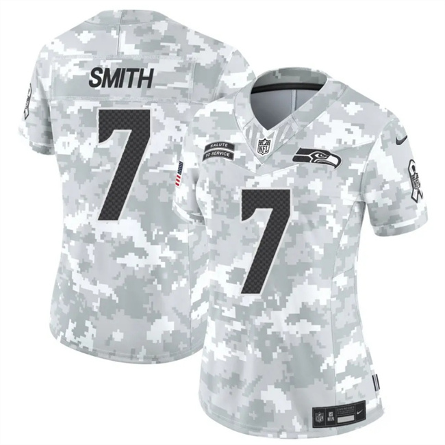 Women's Seattle Seahawks #7 Geno Smith 2024 F.U.S.E Arctic Camo Salute To Service Limited Stitched Football Jersey(Run Small)