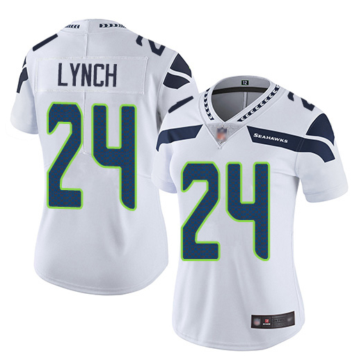 Women Nike Seahawks 24 Marshawn Lynch White Women Vapor Untouchable Limited Jersey