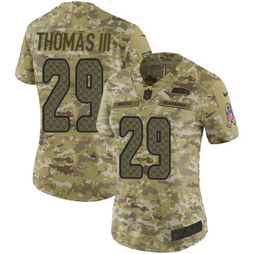 Nike Seahawks #29 Earl Thomas III Camo Women's Stitched NFL Limited 2018 Salute to Service Jersey