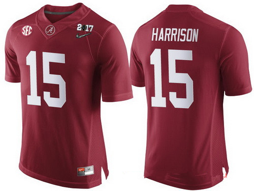 Men's Alabama Crimson Tide #15 Ronnie Harrison Red 2017 Championship Game Patch Stitched CFP Nike Limited Jersey