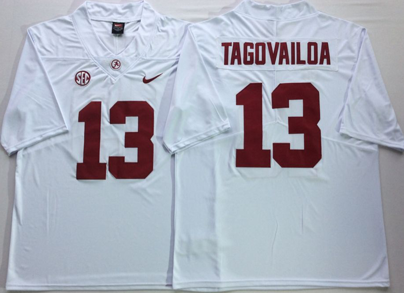 Alabama Crimson Tide 13 Tua Tagovailoa White Nike College Football Jersey