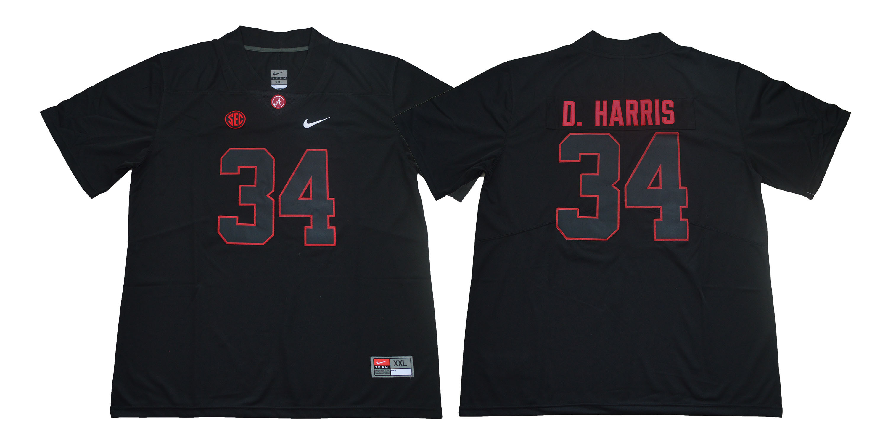 Alabama Crimson Tide 34 Damien Harris Black Nike College Football Jersey