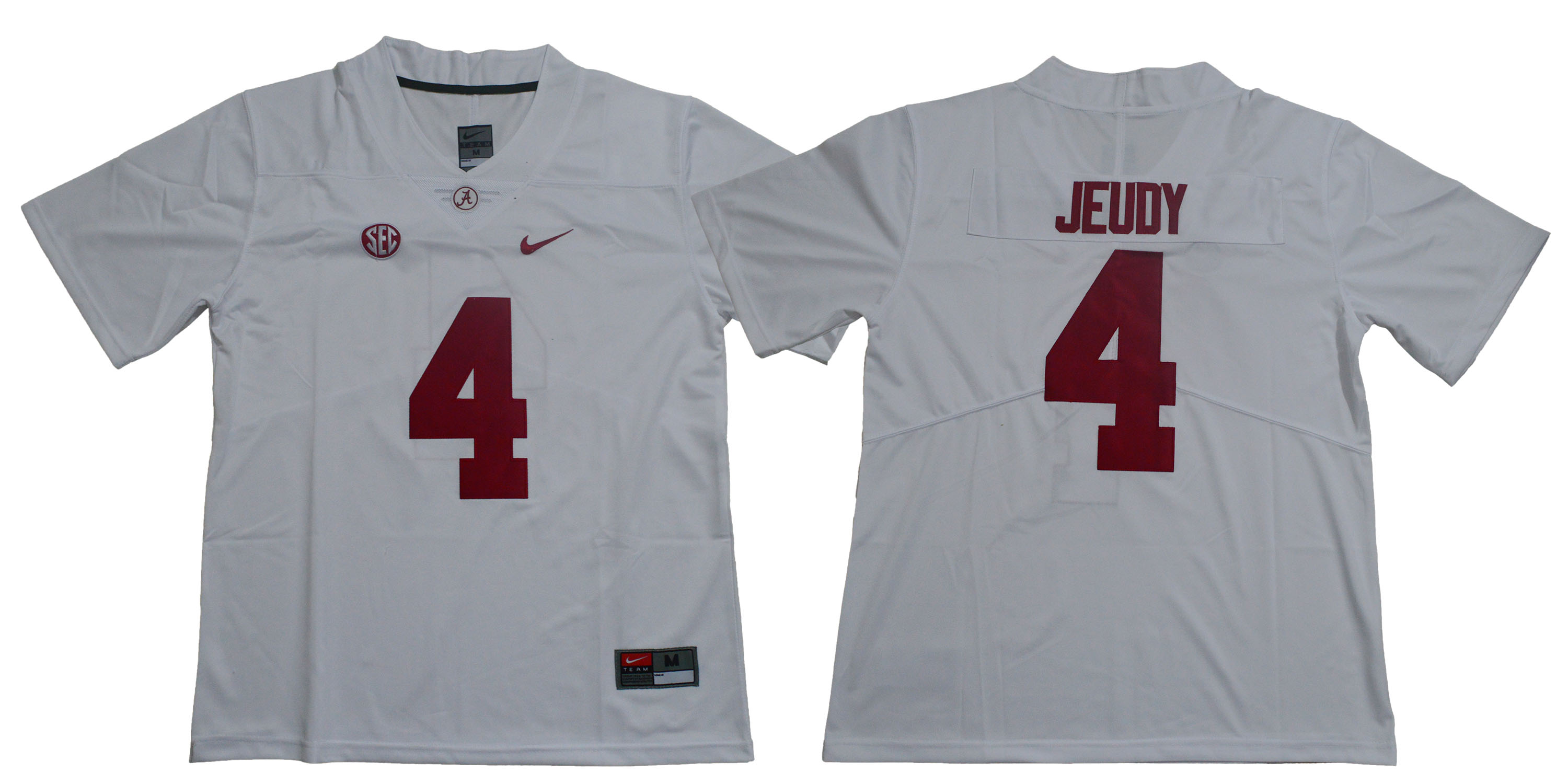 Alabama Crimson Tide 4 Jerry Jeudy White Nike College Football Jersey