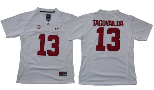 Crimson Tide #13 Tua Tagovailoa White Limited Stitched NCAA Jersey