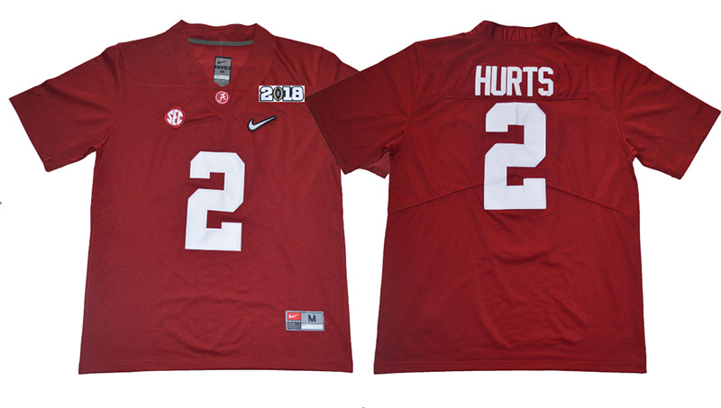 Men's Alabama Crimson Tide #2 Jalen Hurts White 2018 Playoff Diamond Stitched College Football Nike Rush Limited Jersey_副本