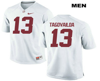 Men's Alabama Crimson Tide #13 Tua Tagovailoa White Stitched NCAA 2017 Nike College Football Jersey