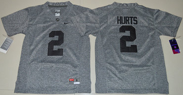 Alabama Crimson Tide 2 Jalen Hurts Grey College Football Jersey