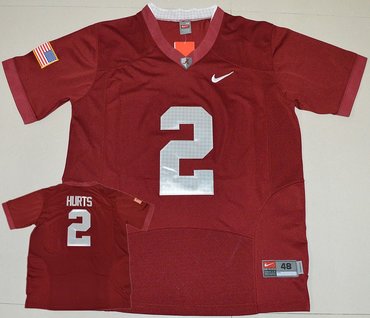 Alabama Crimson Tide 2 Jalen Hurts Red USA Flag Football Jersey