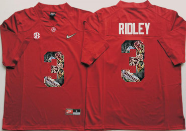 Alabama Crimson Tide 3 Calvin Ridley Red With Silver Logo Portrait Number College Jersey