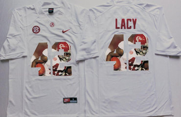 Alabama Crimson Tide 42 Eddie Lacy White Portrait Number College Jersey