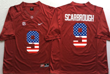 Alabama Crimson Tide 9 Bo Scarbrough Red USA Flag College Jersey