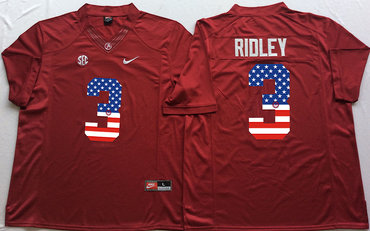 Alabama Crimson Tide 3 Calvin Ridley Red USA Flag College Jersey