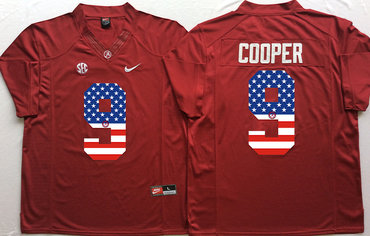 Alabama Crimson Tide 9 Amari Cooper Red USA Flag College Jersey